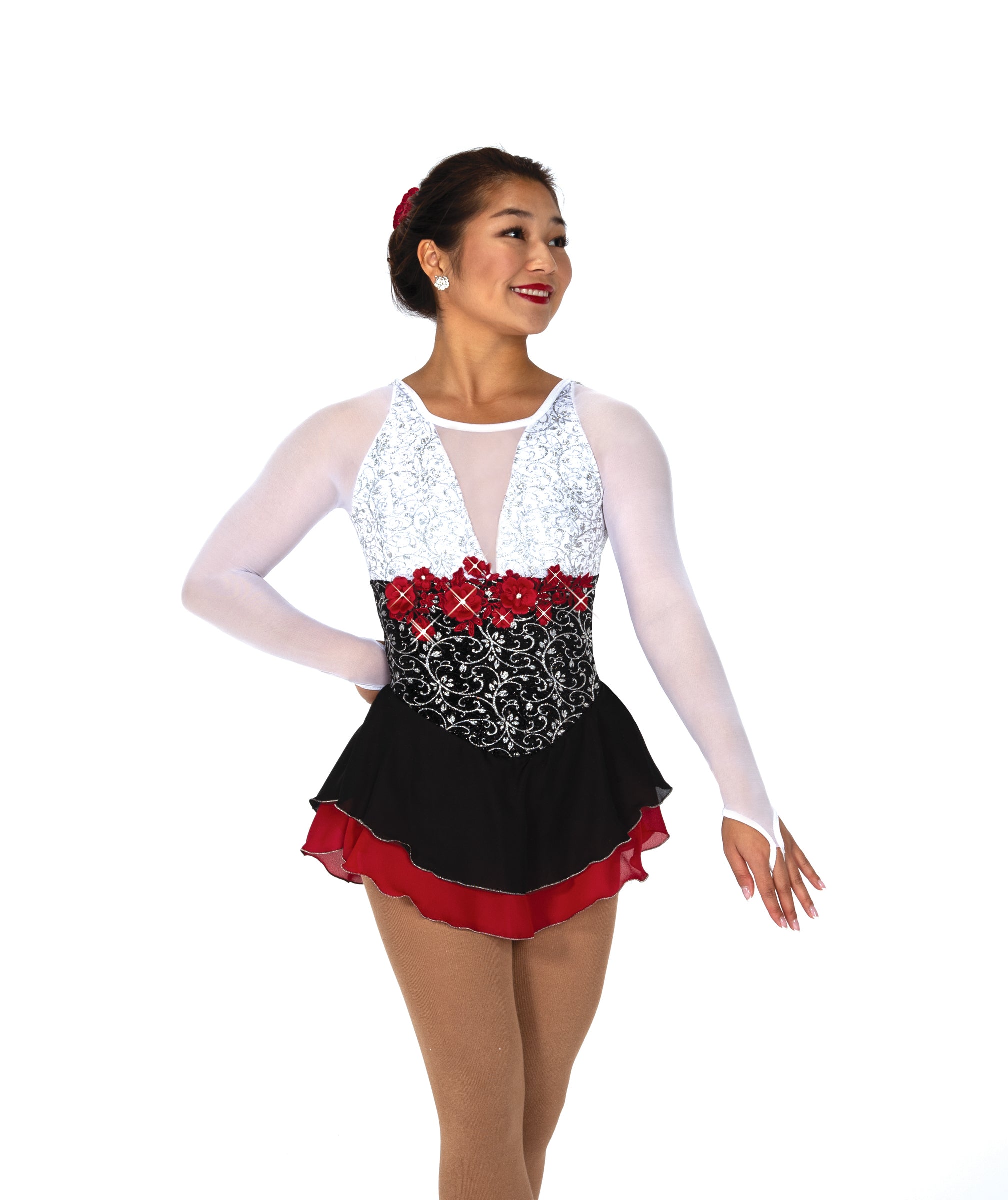  IceDress Figure Skating Outfit - Bows (Dark Grey and