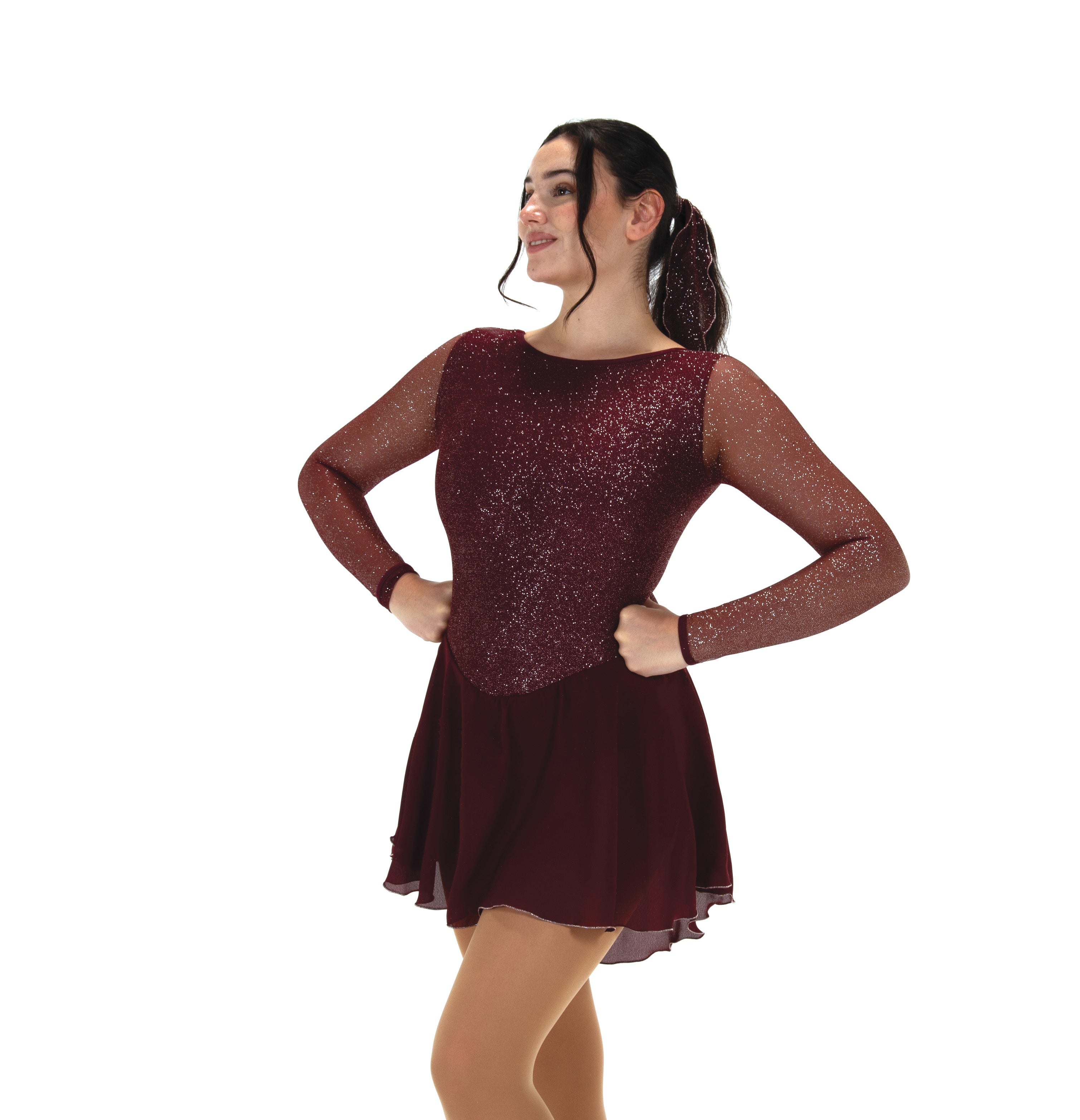 569 Silver Dust Skating Dress in Burgundy by Jerry's