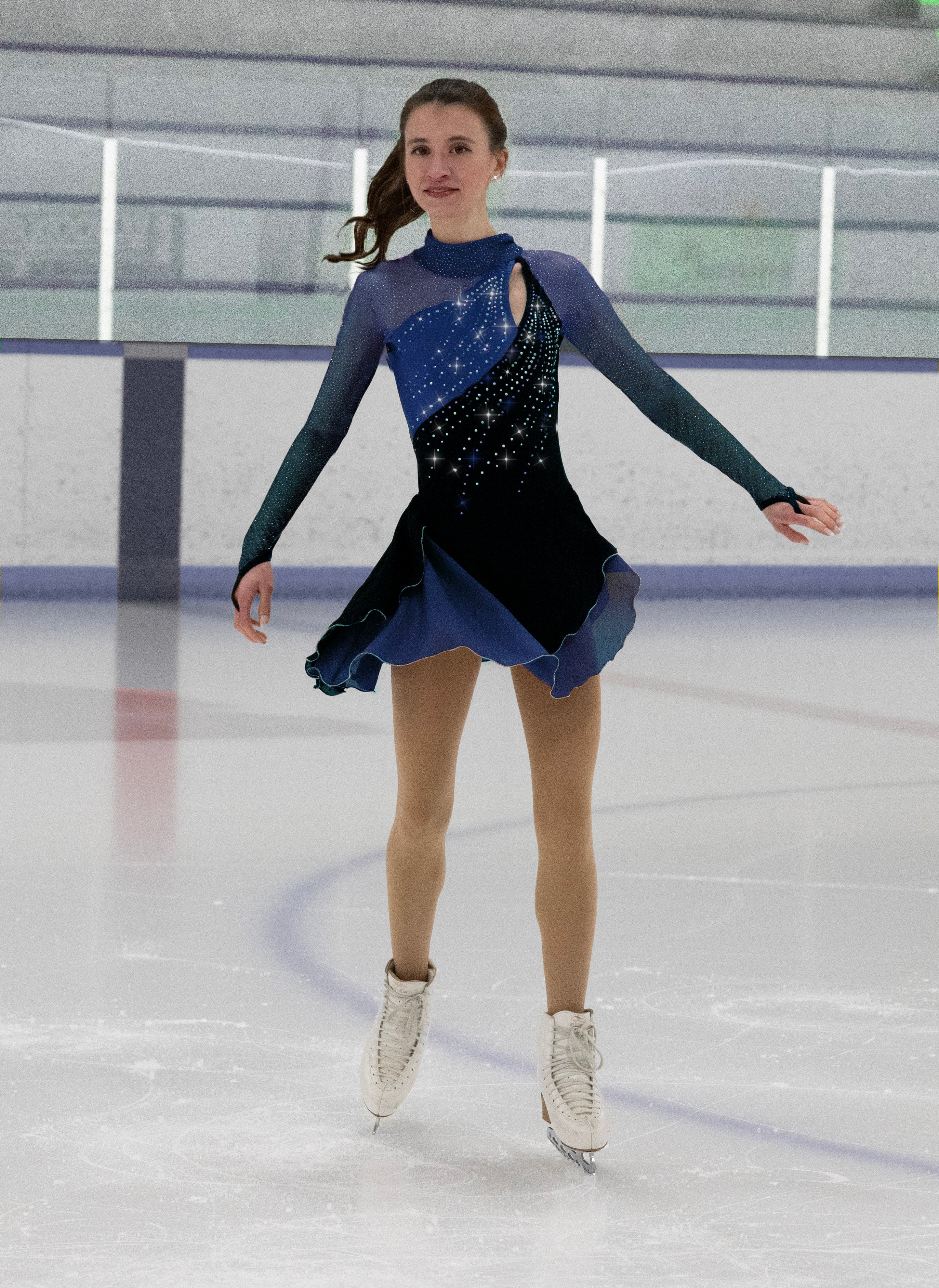 589 Split Jump Skating Dress in Black/Blue by Jerry's