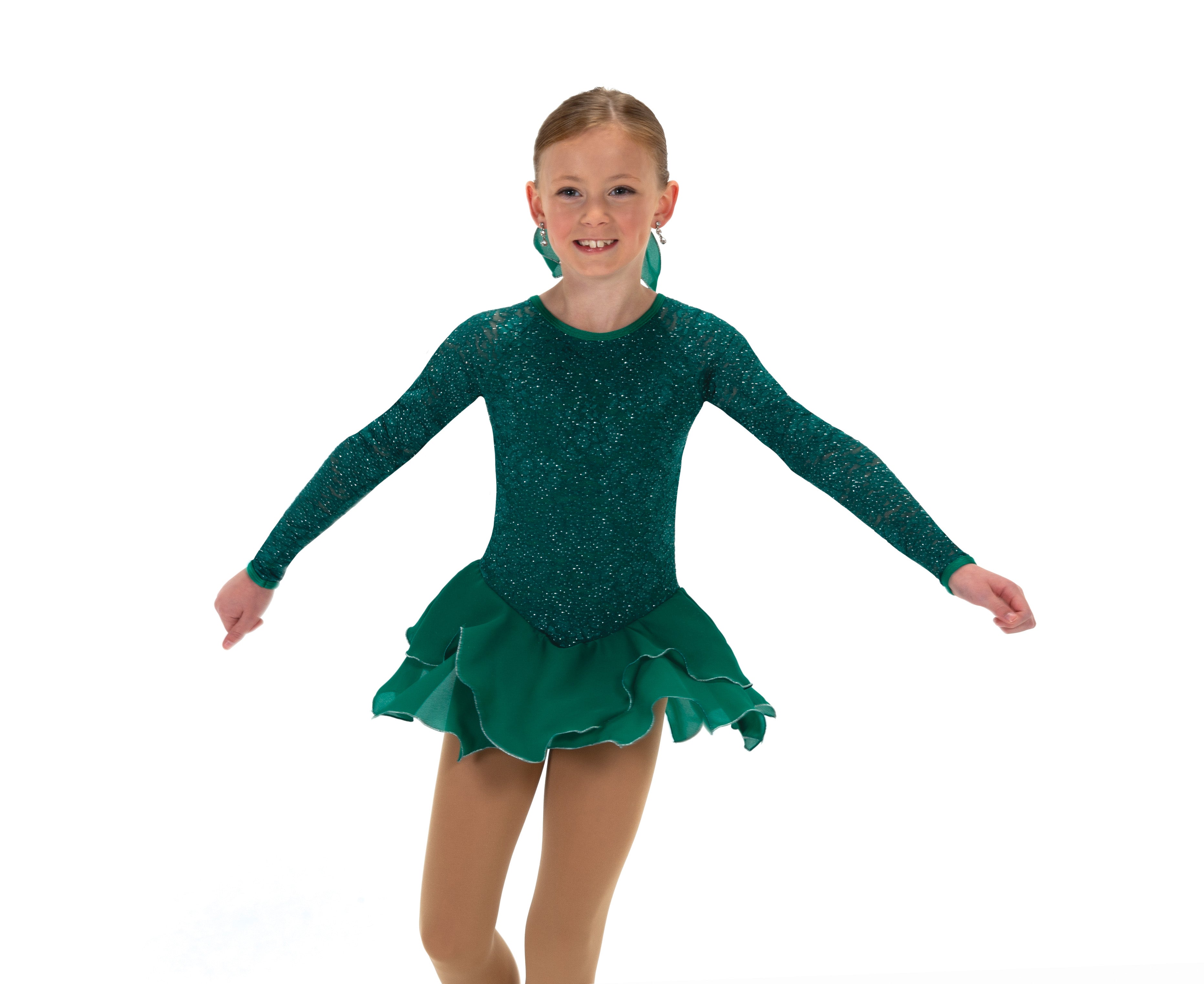 623 Tulip Lace Skating Dress in Emerald Green by Jerry's