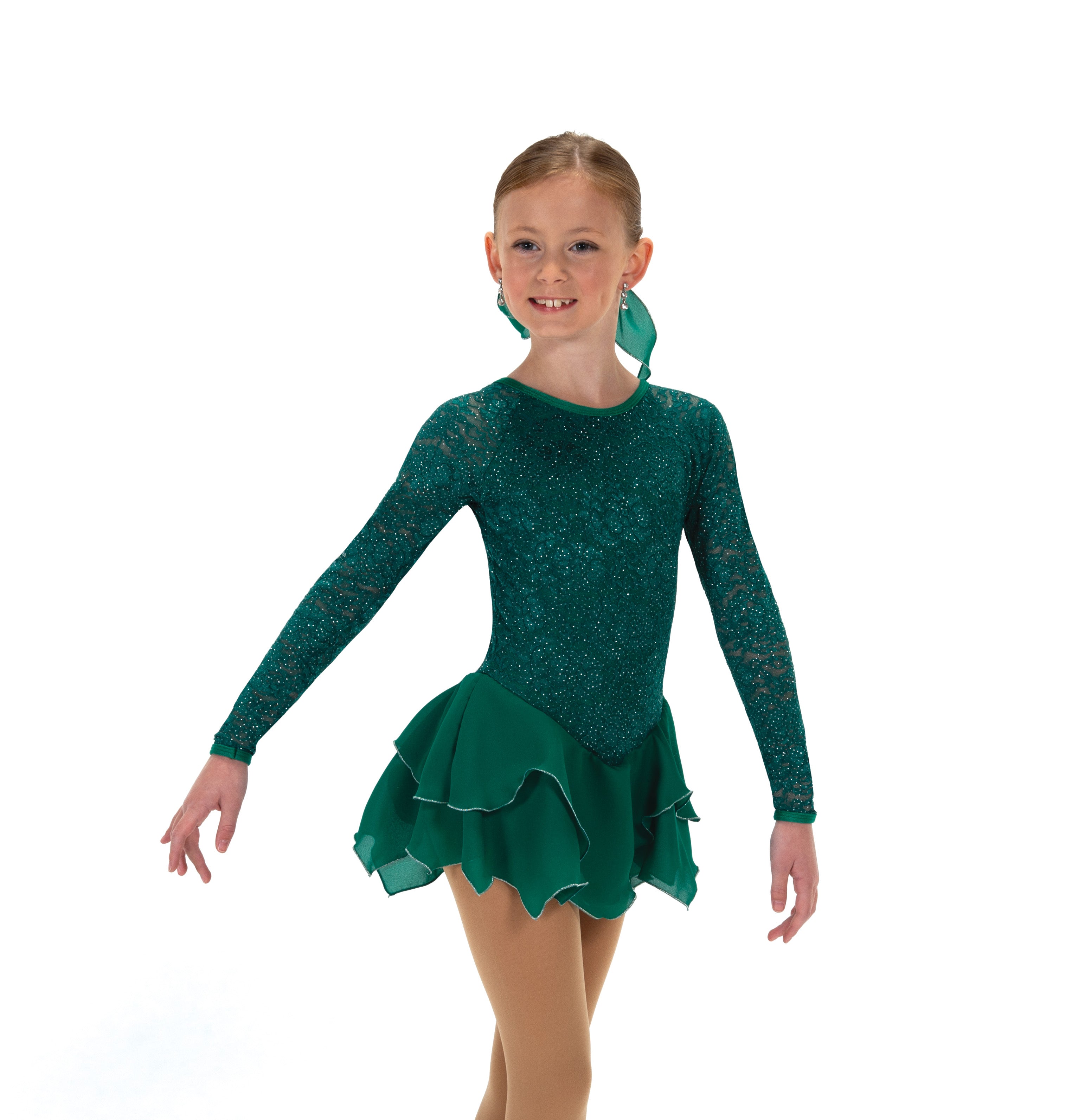 623 Tulip Lace Skating Dress in Emerald Green by Jerry's