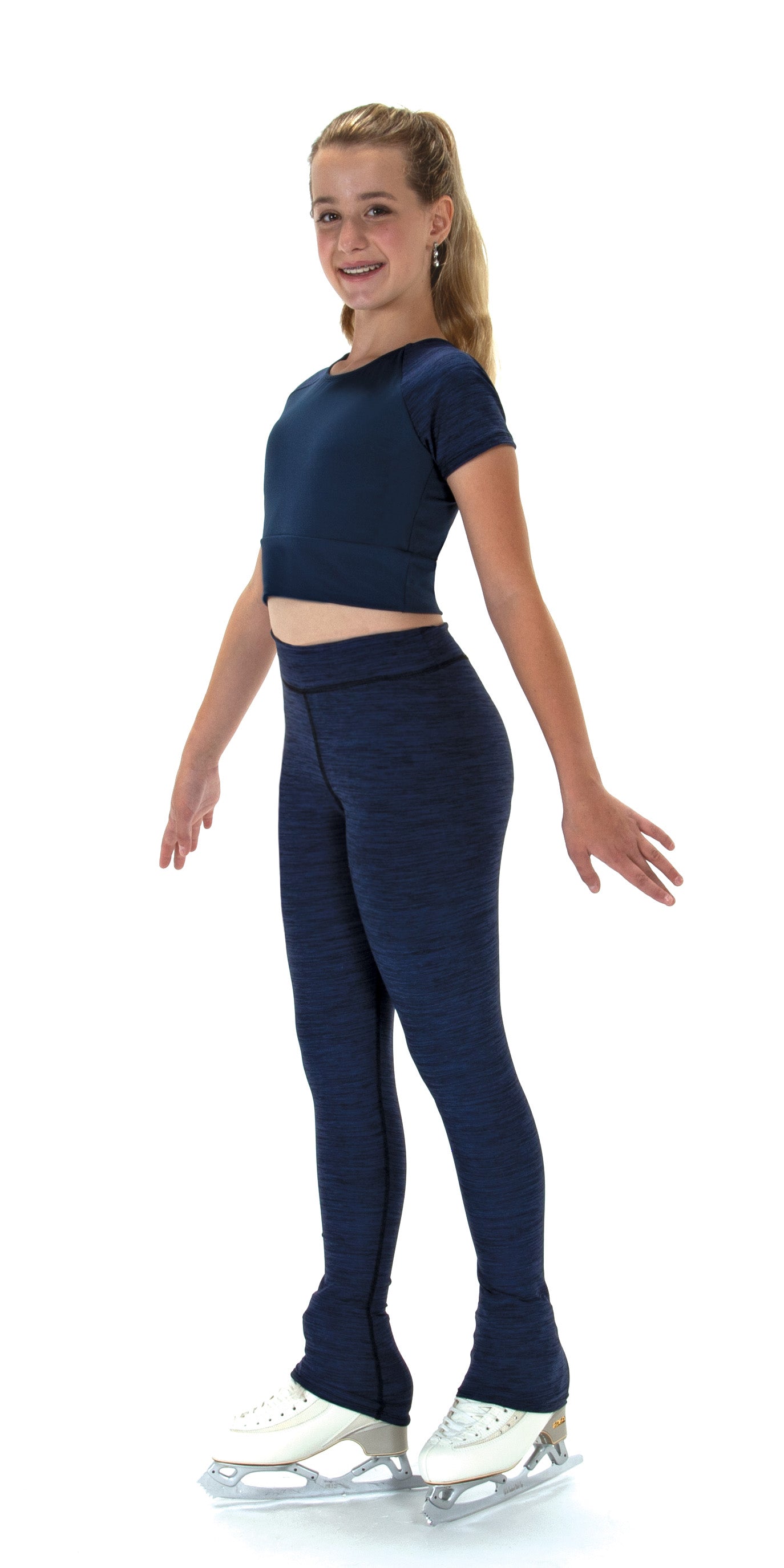 S308 Ice Core Crescent Back Skating Crop Top in Marine Blue by Jerry's